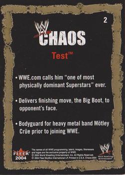 2004 Fleer WWE Chaos #2 Test  Back