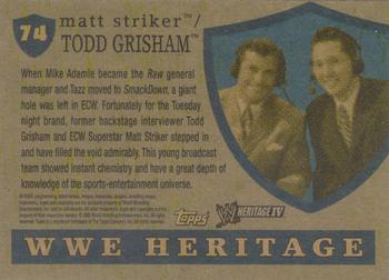 2008 Topps Heritage IV WWE #74 Matt Striker / Todd Grisham  Back