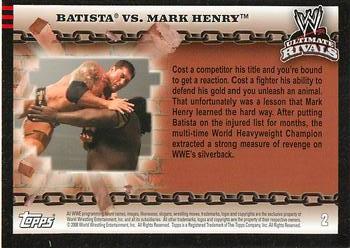 2008 Topps WWE Ultimate Rivals #2 Batista vs. Mark Henry  Back