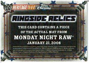 2008 Topps Chrome Heritage III WWE - Ringside Relics #2 Hard Core Holly vs. Carlito  Back
