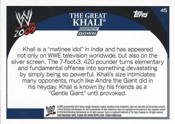 2009 Topps WWE #45 The Great Khali  Back