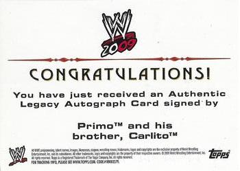 2009 Topps WWE - Dual Autographs #NNO Carlito / Primo Back