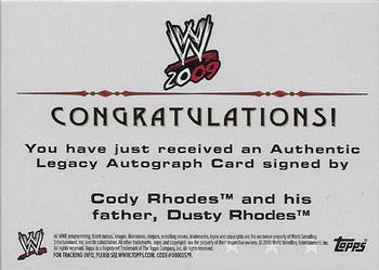 2009 Topps WWE - Dual Autographs #NNO Dusty Rhodes / Cody Rhodes Back