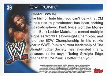 2010 Topps WWE #36 CM Punk  Back