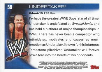 2010 Topps WWE #59 The Undertaker  Back