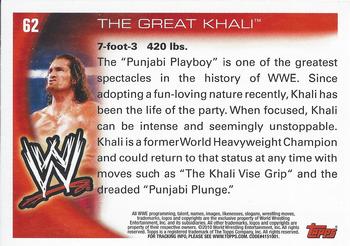 2010 Topps WWE #62 The Great Khali  Back