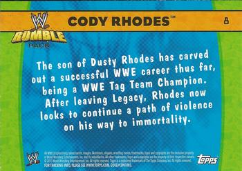 2010 Topps WWE Rumble Pack #8 Cody Rhodes  Back