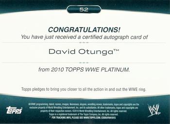 2010 Topps Platinum WWE - Autographs #52 David Otunga  Back