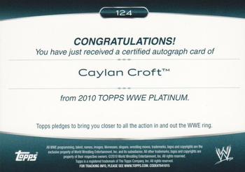 2010 Topps Platinum WWE - Autographs #124 Caylen Croft Back