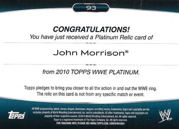 2010 Topps Platinum WWE - Relics Green #93 John Morrison  Back