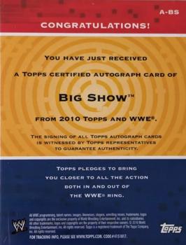 2010 Topps WWE - Autographs #A-BS Big Show  Back