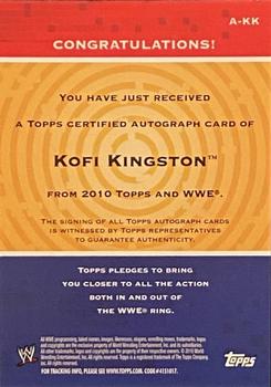 2010 Topps WWE - Autographs #A-KK Kofi Kingston  Back