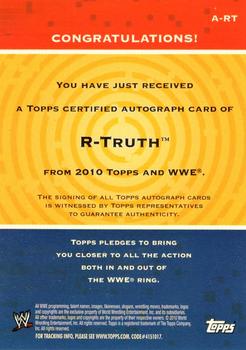 2010 Topps WWE - Autographs #A-RT R-Truth  Back