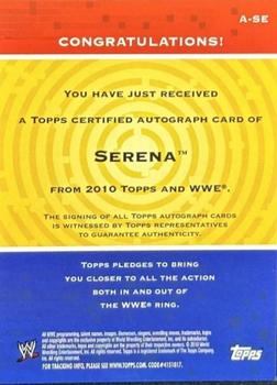 2010 Topps WWE - Autographs #A-SE Serena  Back