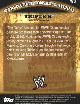 2010 Topps WWE - World Championship Material #W3 Triple H  Back