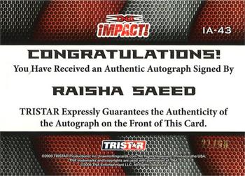 2009 TriStar TNA Impact - Autographs Gold #IA-43 Raisha Saeed  Back