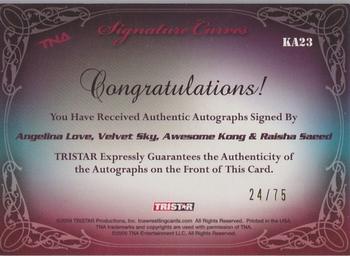 2009 TriStar TNA Knockouts - Signature Curves Gold #KA23 Angelina Love / Velvet Sky / Awesome Kong / Raisha Saeed Back