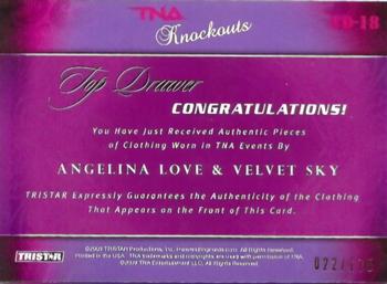 2009 TriStar TNA Knockouts - Top Drawer Memorabilia #TD-18 Angelina Love / Velvet Sky Back