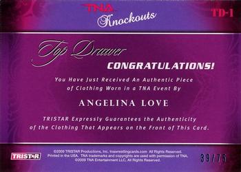 2009 TriStar TNA Knockouts - Top Drawer Memorabilia Turquoise #TD-1 Angelina Love Back