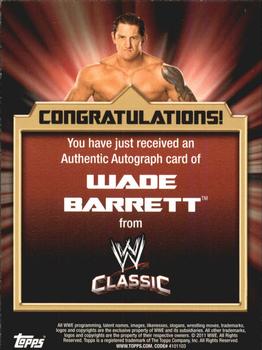 2011 Topps WWE Classic - Autographs #15 Wade Barrett Back
