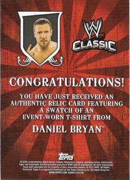 2011 Topps WWE Classic - Relics #4 Daniel Bryan Back