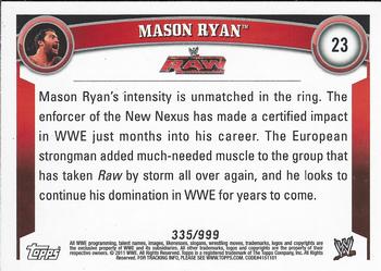 2011 Topps WWE - Black #23 Mason Ryan Back