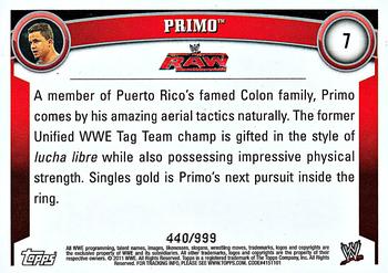 2011 Topps WWE - Black #7 Primo Back