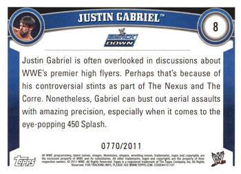 2011 Topps WWE - Blue #8 Justin Gabriel Back