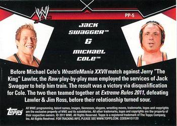 2011 Topps WWE - Prestigious Pairings #PP-5 Jack Swagger / Michael Cole Back