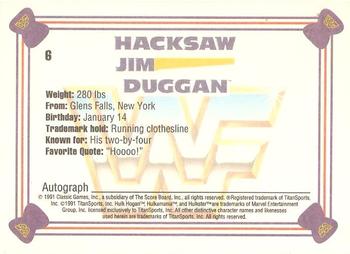 1991 Classic WWF Superstars #6 Hacksaw Jim Duggan  Back