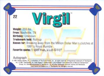 1991 Classic WWF Superstars #22 Virgil  Back