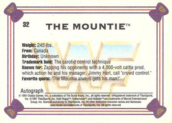1991 Classic WWF Superstars #32 The Mountie  Back
