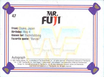 1991 Classic WWF Superstars #47 Mr. Fuji  Back