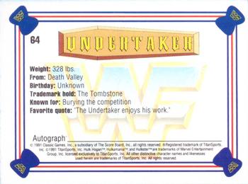1991 Classic WWF Superstars #64 Undertaker  Back