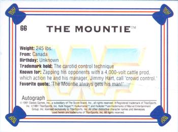 1991 Classic WWF Superstars #66 The Mountie  Back