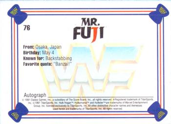 1991 Classic WWF Superstars #76 Mr. Fuji  Back