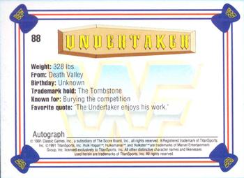 1991 Classic WWF Superstars #88 Undertaker  Back