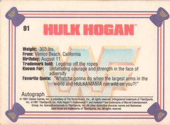 1991 Classic WWF Superstars #91 Hulk Hogan  Back