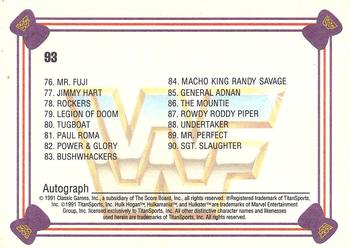 1991 Classic WWF Superstars #93 Paul Bearer  Back