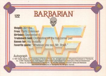 1991 Classic WWF Superstars #122 Barbarian Back