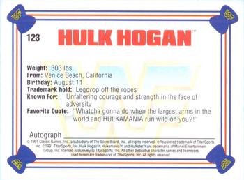 1991 Classic WWF Superstars #123 Hulk Hogan Back