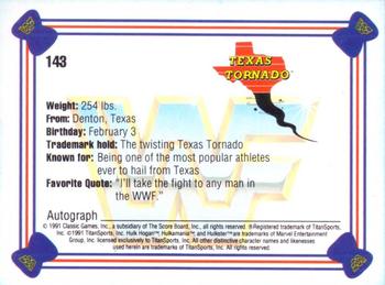1991 Classic WWF Superstars #143 Texas Tornado Back