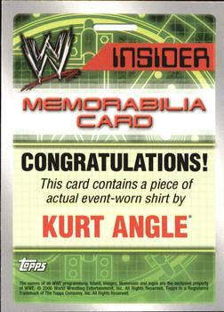 2006 Topps WWE Insider - Memorabilia #NNO Kurt Angle  Back