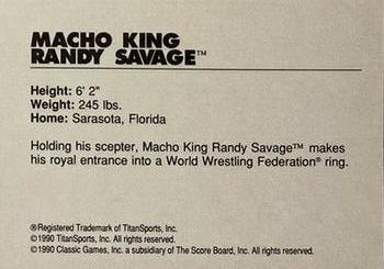 1990 Classic WWF - Promos #NNO Macho King Randy Savage Back
