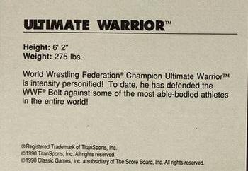 1990 Classic WWF - Promos #NNO Ultimate Warrior Back