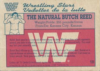 1987 O-Pee-Chee WWF #18 The Natural Butch Reed Back