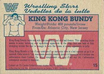 1987 O-Pee-Chee WWF #15 King Kong Bundy Back
