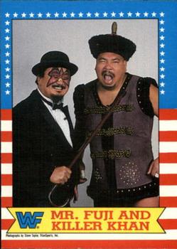 1987 O-Pee-Chee WWF #17 Mr. Fuji and Killer Khan Front