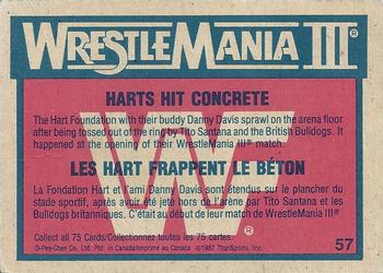 1987 O-Pee-Chee WWF #57 Harts Hit Concrete Back