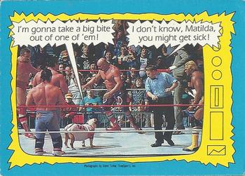 1987 O-Pee-Chee WWF #74 Iron Sheik / British Bulldogs / The Natural Butch Reed / Nikolai Volkoff Front